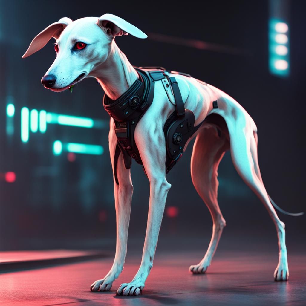 Cyberpunk Whippet Digital Rendering