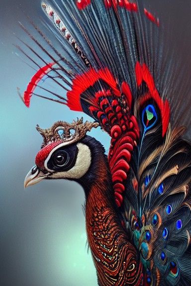 Sinister Indian Peacock with Glowing Eyes
