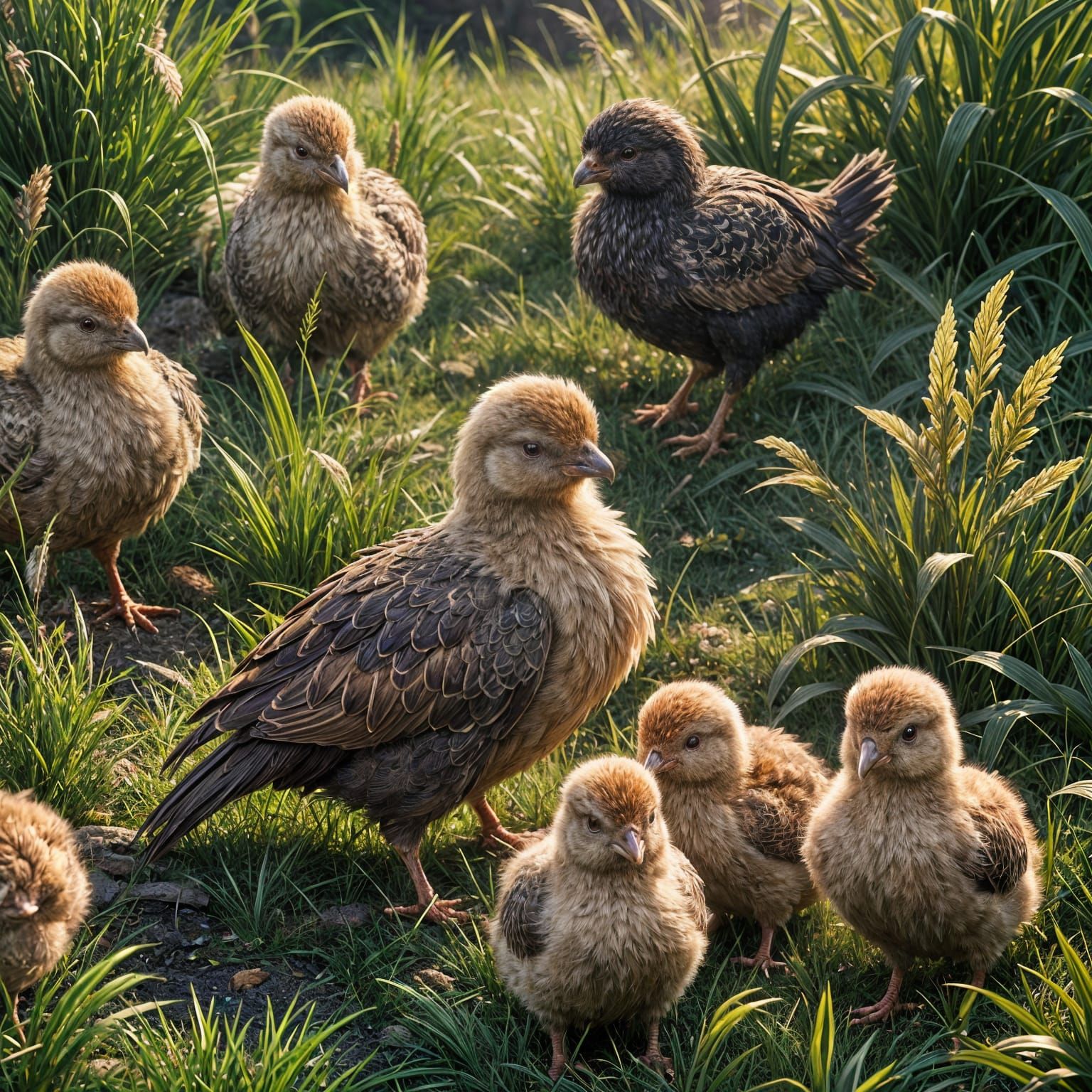 Heritage Breed Chicks in Detailed Matte Painting