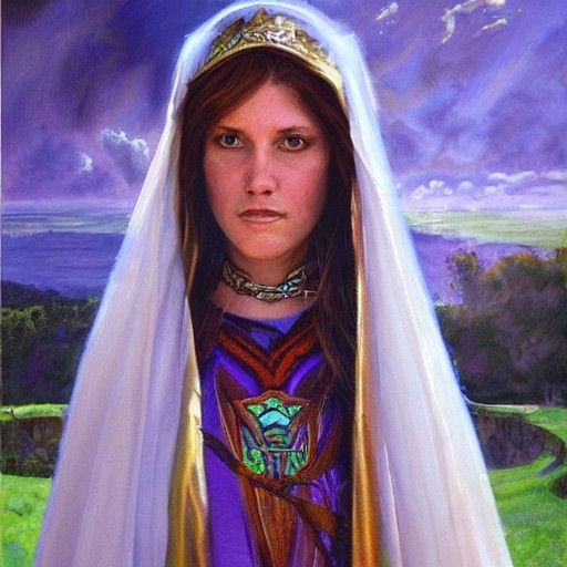 High Priestess of Avalon in Oil Painting Style