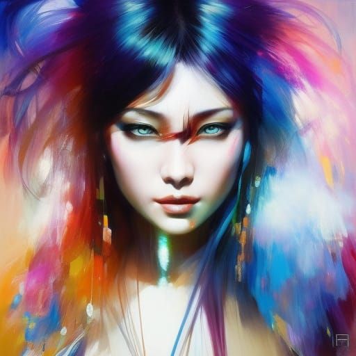 Kazakh Woman Portrait in Yoji Shinkawa Style