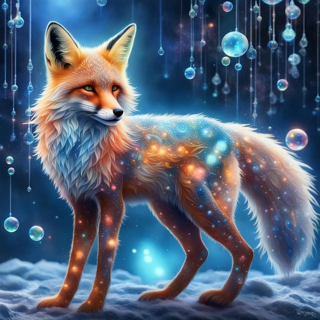 Electric Fox with Holographic Double Exposure