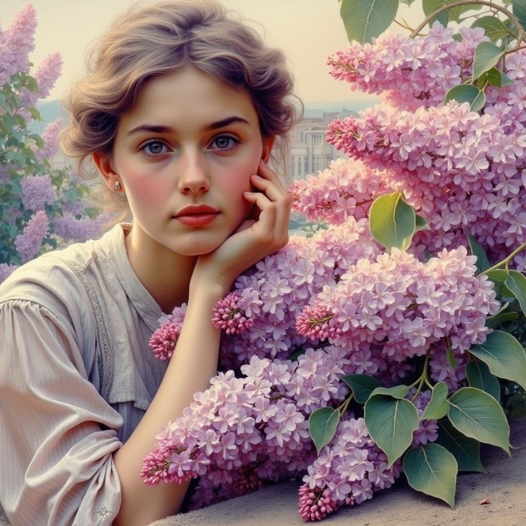 Lilacs in a 19th Century Ukrainian Townscape, in Impressioni...