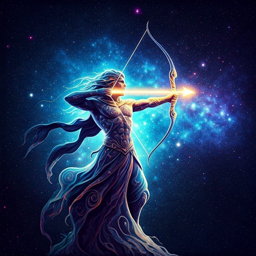 Celestial Sagittarius Archer in Astral Cosmic Illustration