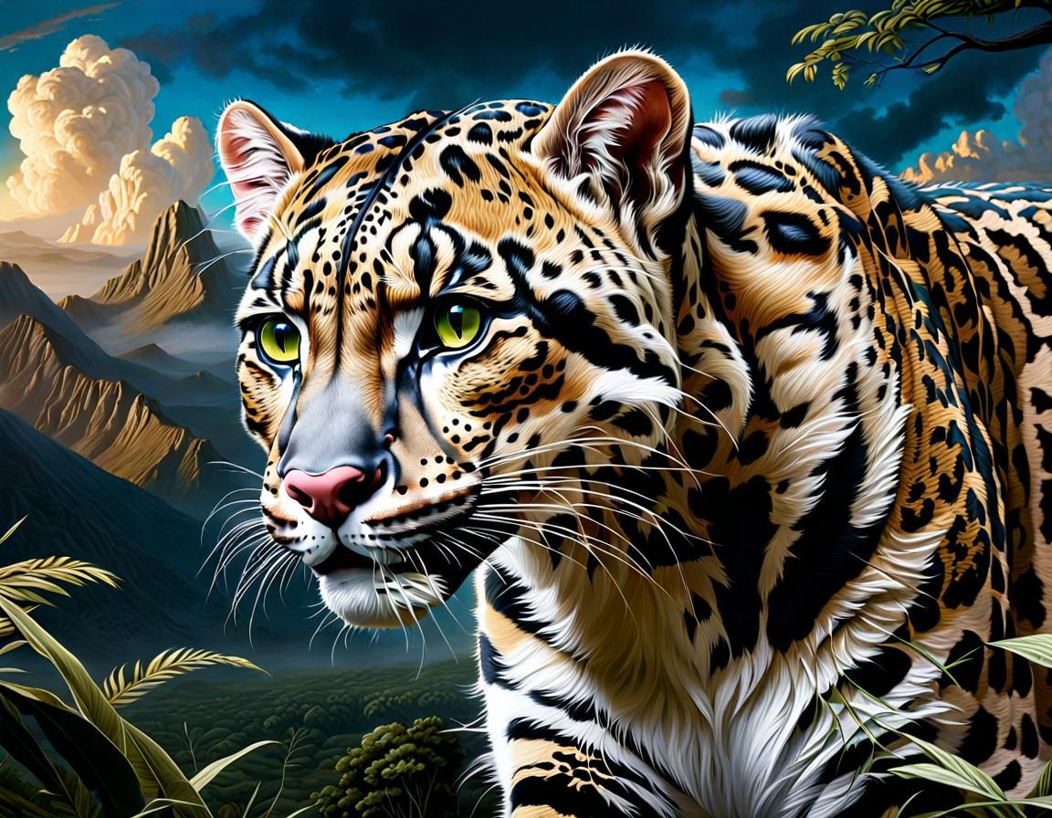 Majestic Clouded Leopard Portrait in Hyperrealism