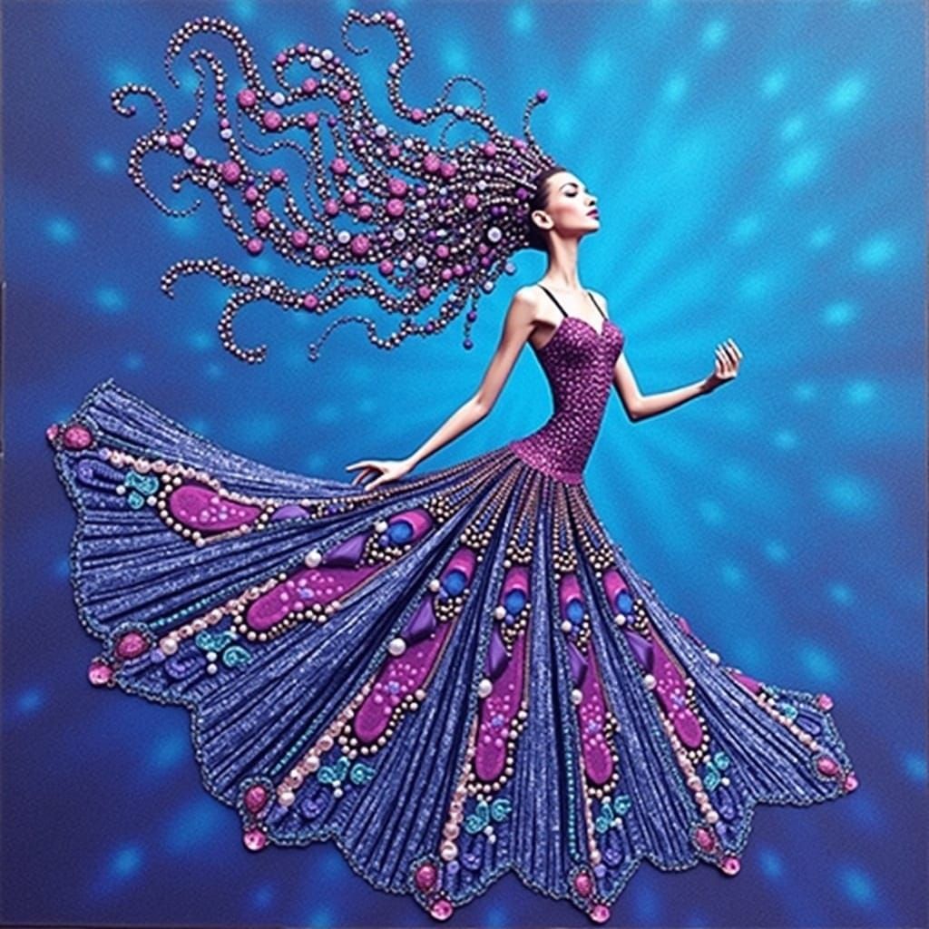 Glamorous Dancer in Haute Couture Adorned with Jewels