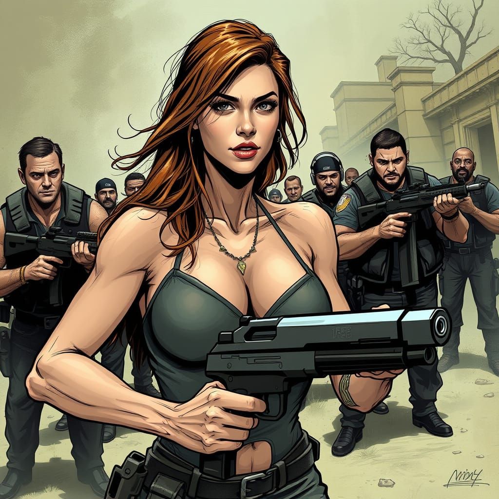 Intense Digital Image of a Shirtless Woman