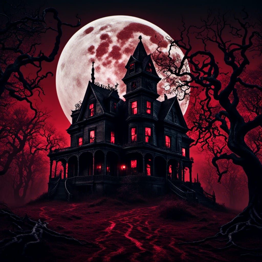 Ominous Gothic Horror Haunted House 3D Render