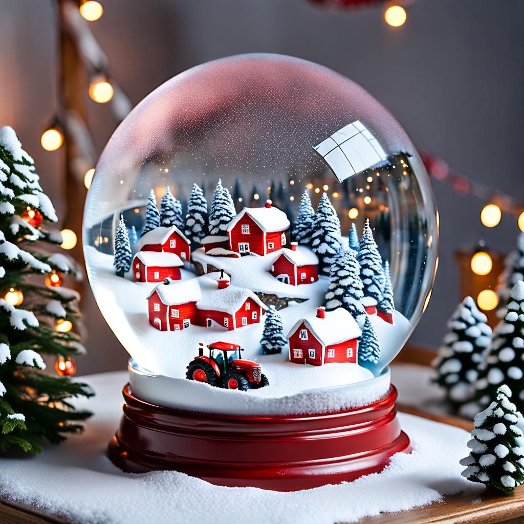 Norwegian Village Winter Snow Globe Fantasy