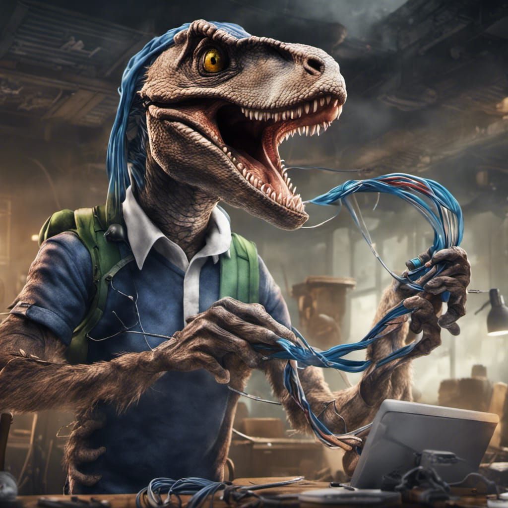 Network Technician Velociraptor Logo Concept Art