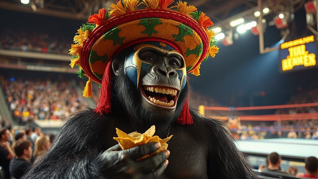 Humanoid Gorilla at Wrestling Match in Burian Style