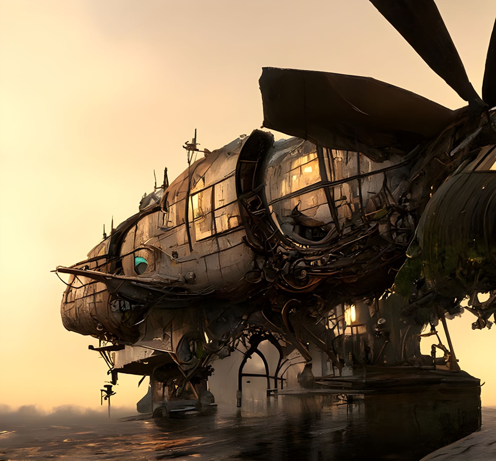 Fantasy Airship in Alice in Wonderland Style