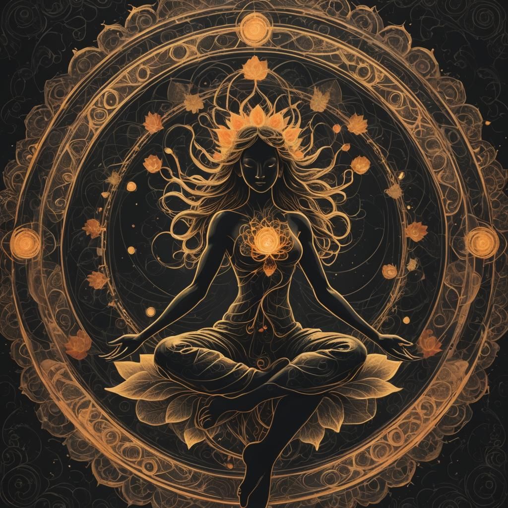 Energy Silhouette in Lotus Pose: A Mirrored Universe