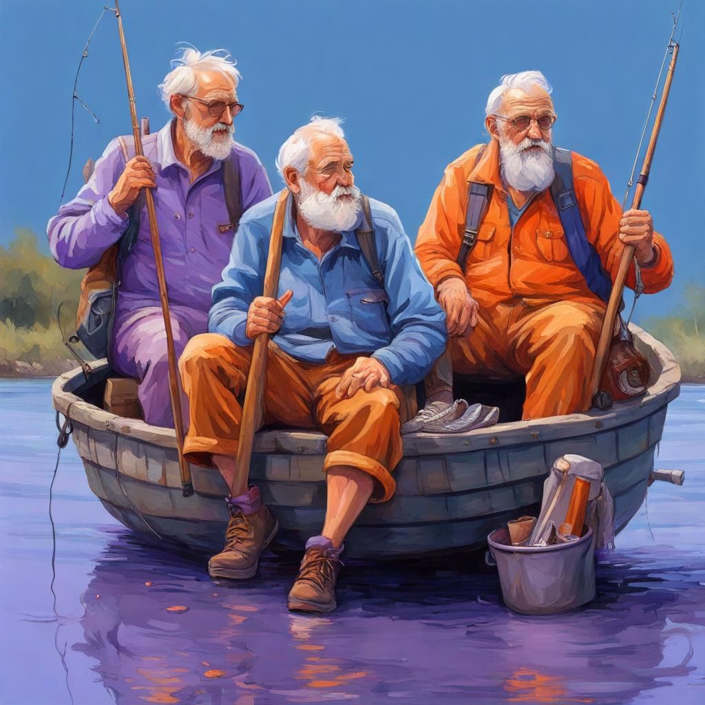 Three men in a boat