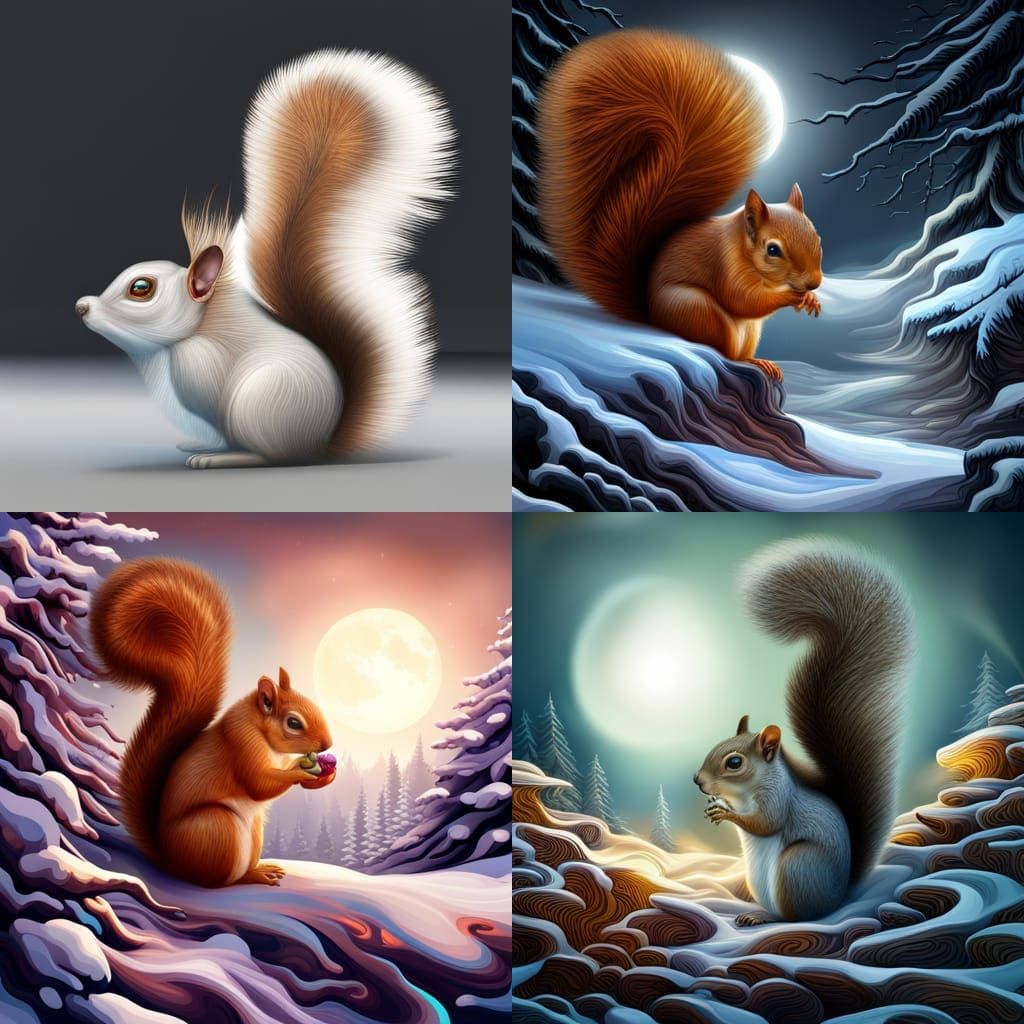 Squirrel in Winter Wonderland: Hyperrealistic 3D Vector Art
