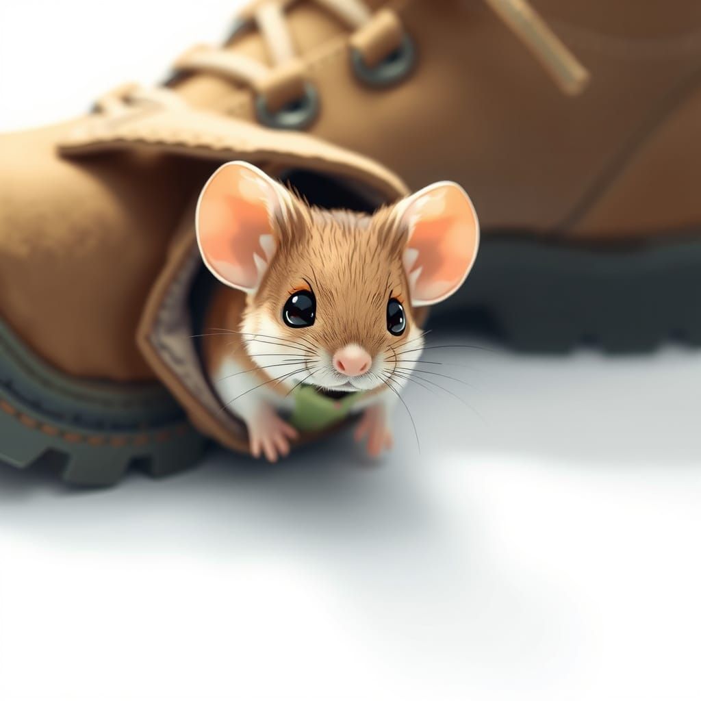 Sartorial Chibi Mouse in Cinematic Hiking Boot Setting