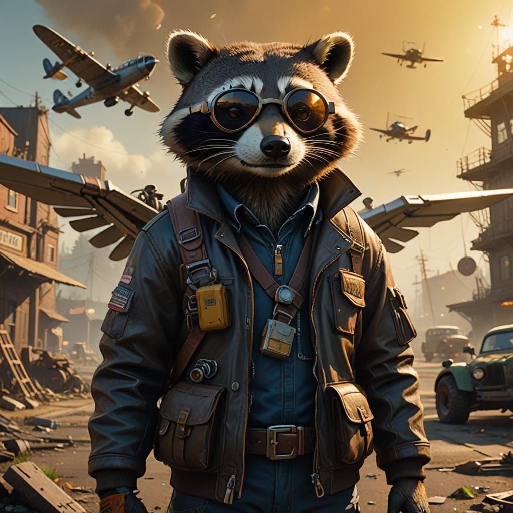 Maverick in Leather Aviator Jacket Soars with Model Airplane