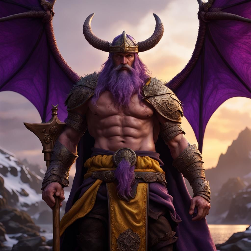 Dragon-Human Viking King in Dark Fantasy Art