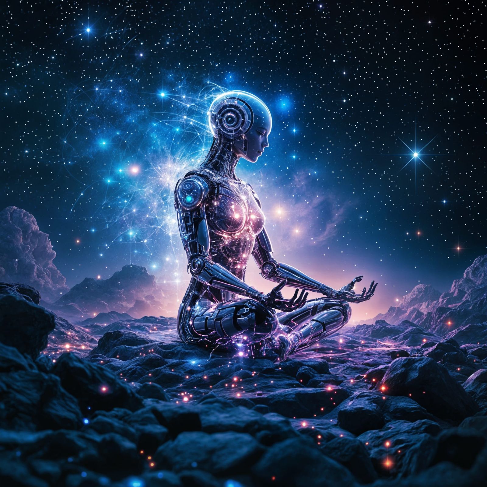 Cybernetic AGI Hybrid in Cosmic Meditation