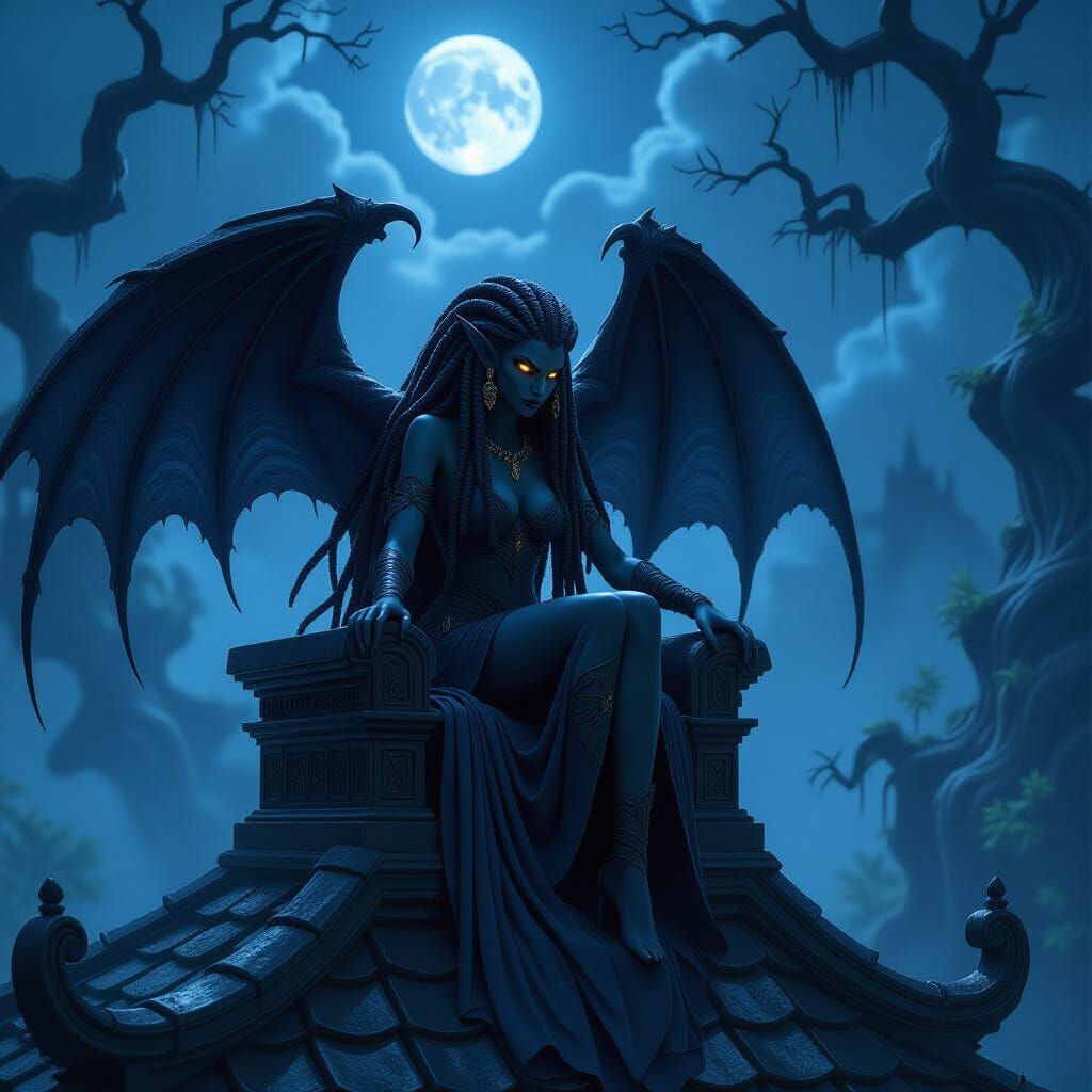 Majestic Obsidian Gargoyle with Arcane Energy