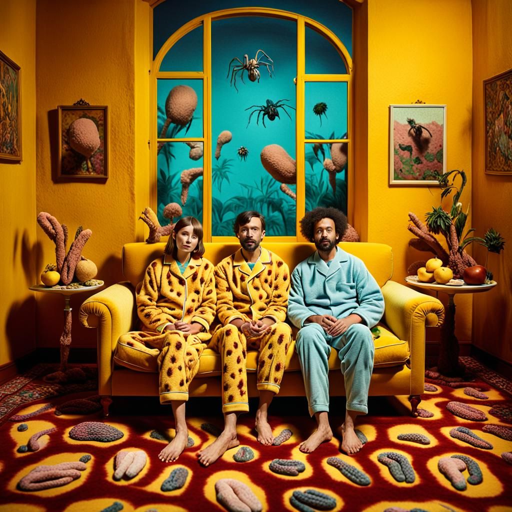 Surreal Couple in an Uncanny Living Room