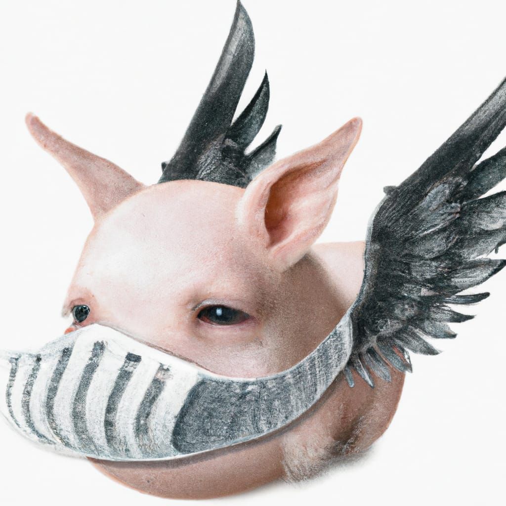 Sad Winged Piglet with Taped Mouth