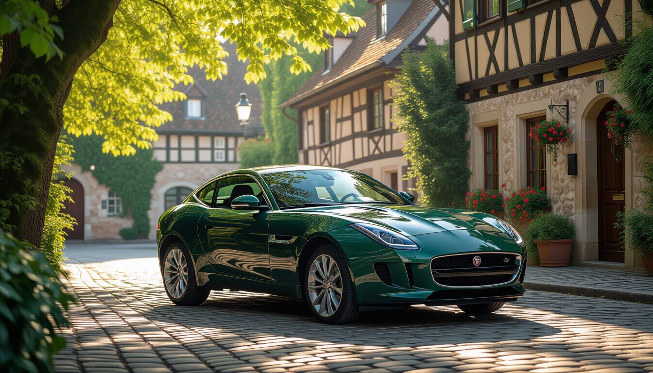 Jaguar F-Type in Quaint European Town