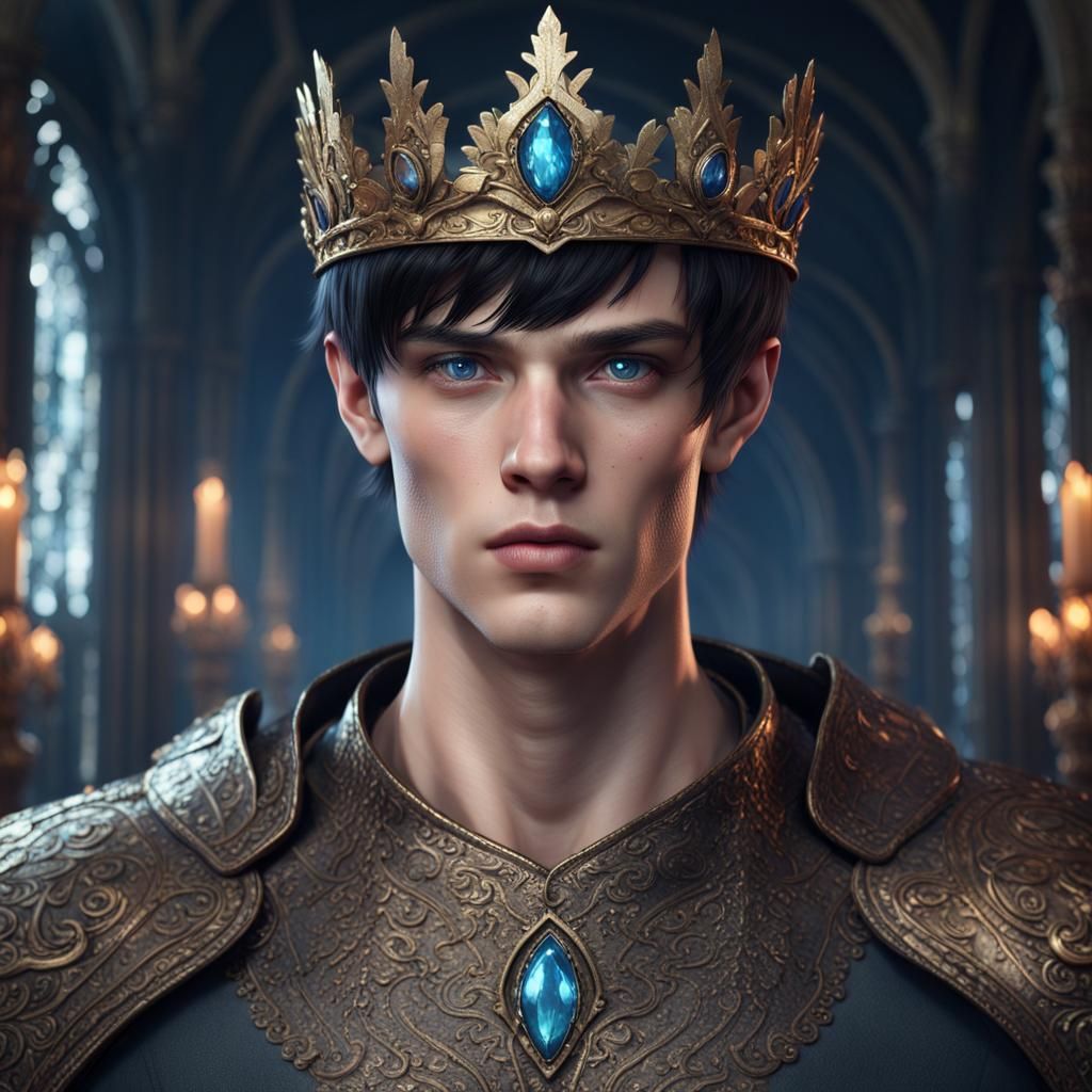 Stern Young King with Crown: Fantasy Concept Art