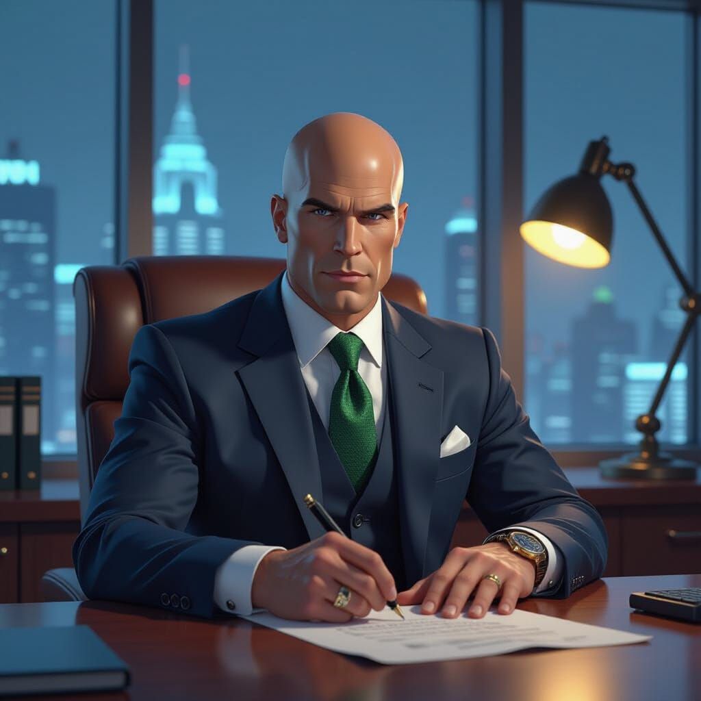 Lex Luthor in LexCorp Office Hyperrealistic Concept Art