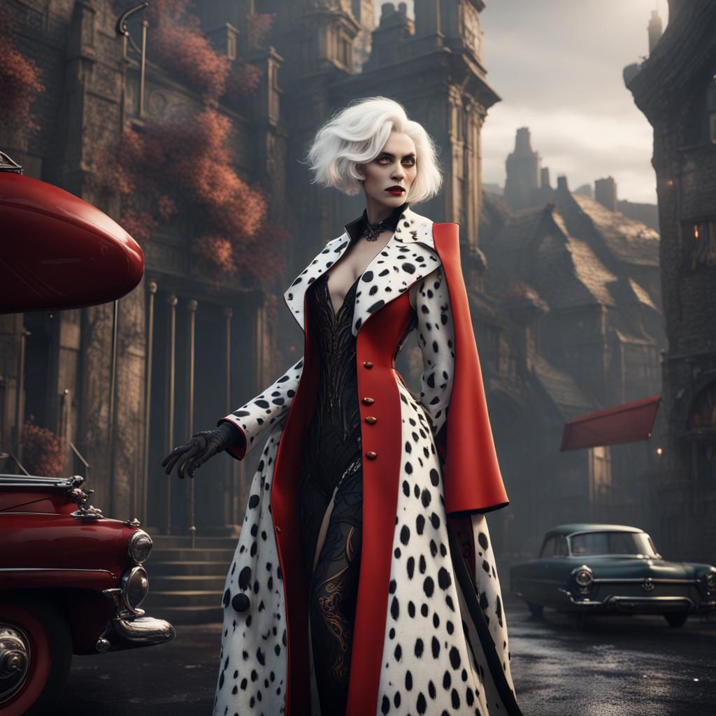 Detailed Matte Painting of Cruella in 8K