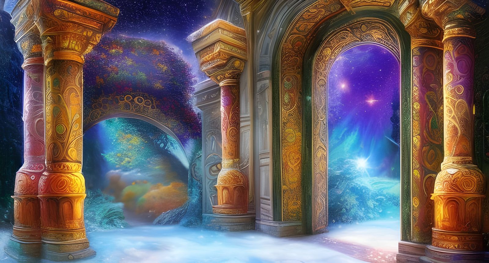 Four Seasons Crystal Palace: Digital Fantasy Art