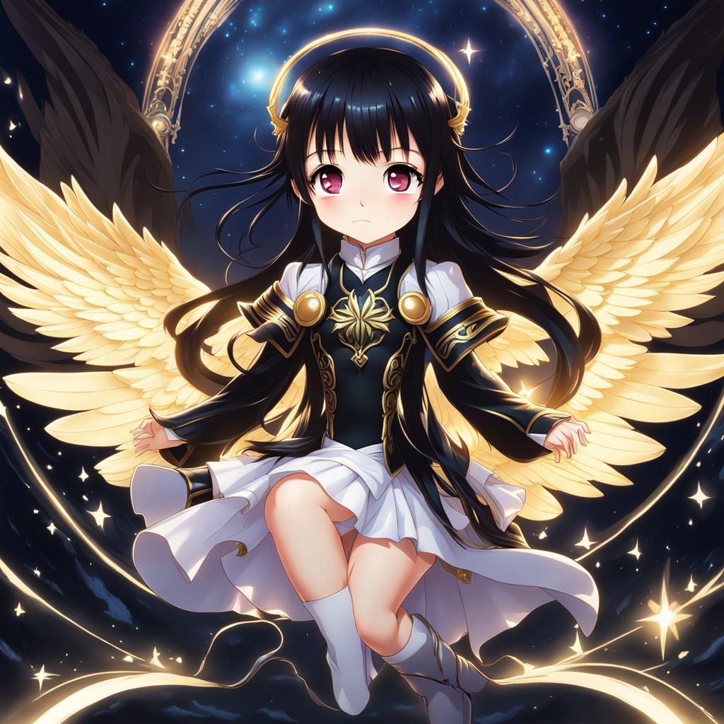 Chibi Angel of Darkness in Dreamcore Style