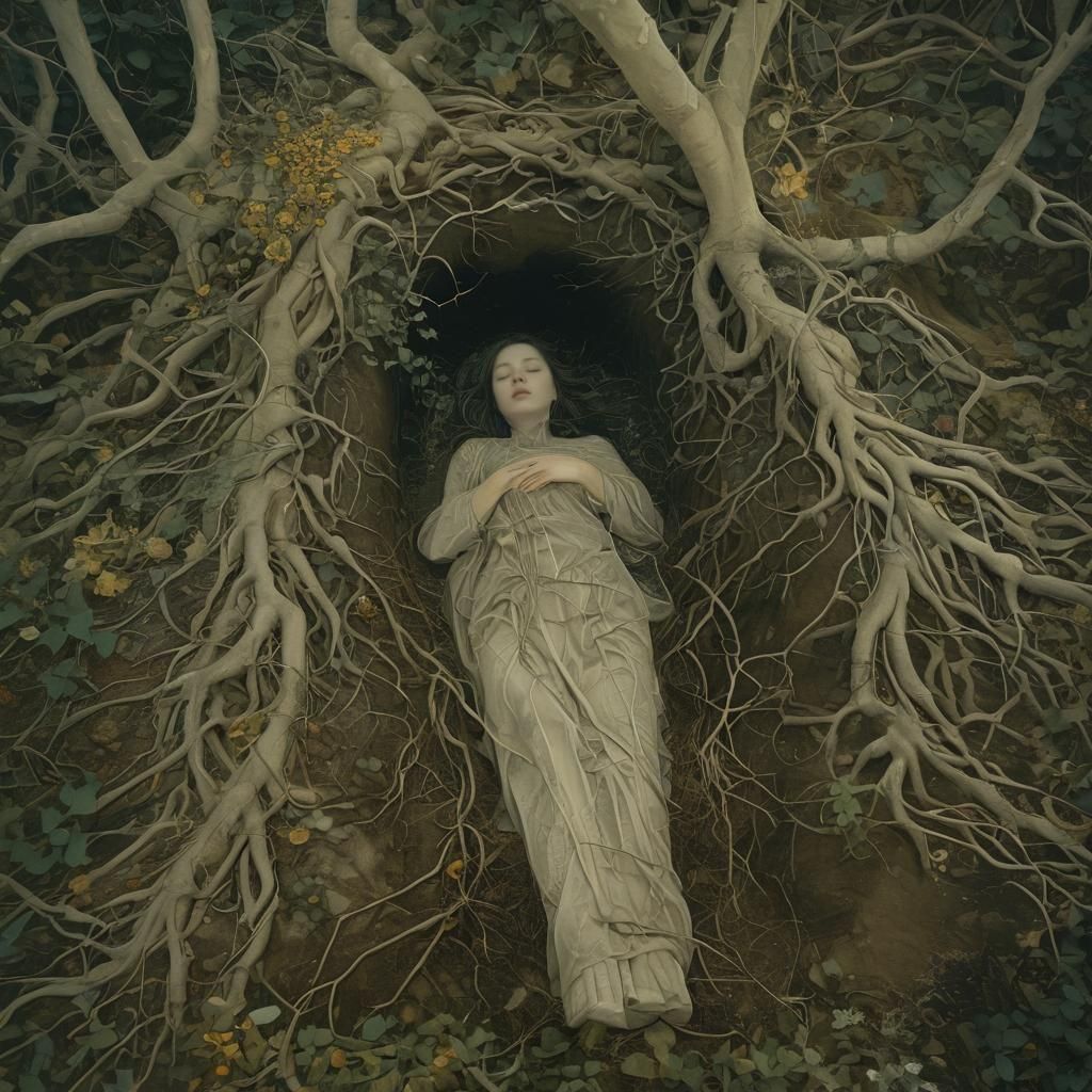 Victorian Era Graveyard Sanctuary in the Spirit of Čiurlioni...