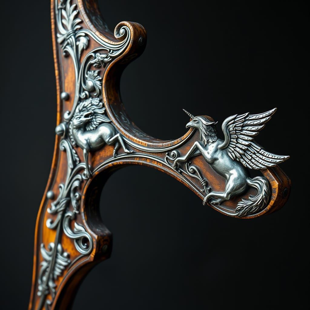 Fantasy Composite Bow with Unicorn and Eagle Logos in Shimme...