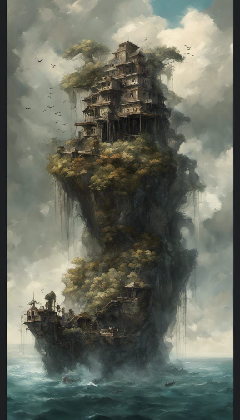 Floating Skull Pirate Island Hideout