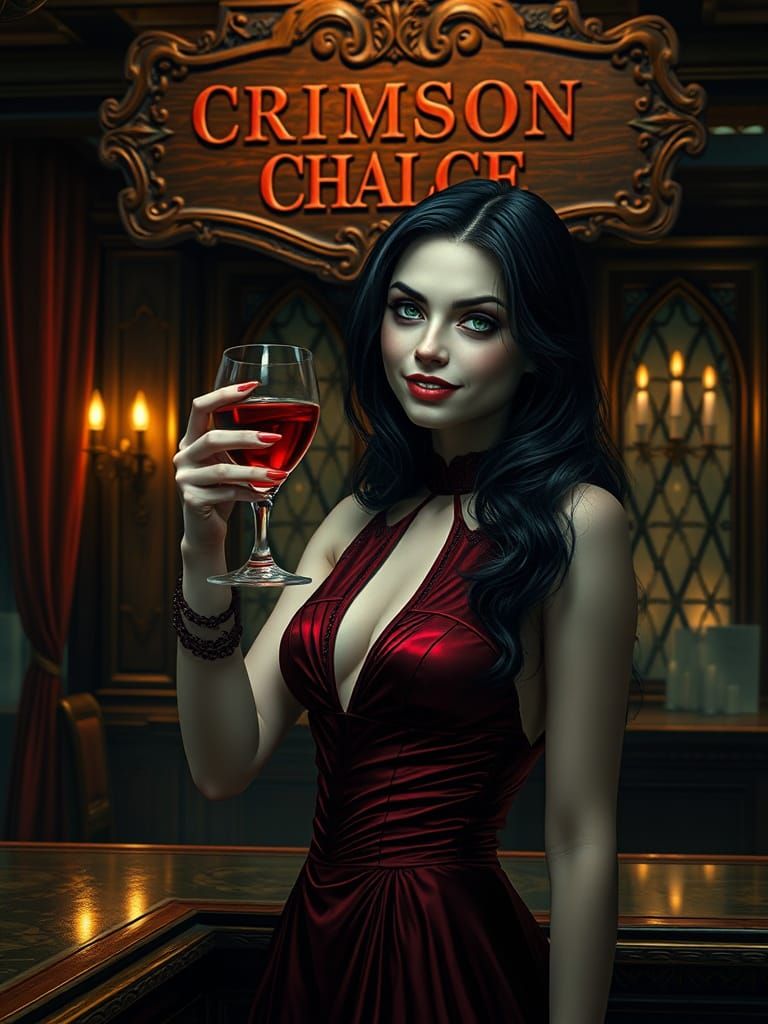 Ethereal Vampire Siren in Gothic Nightclub