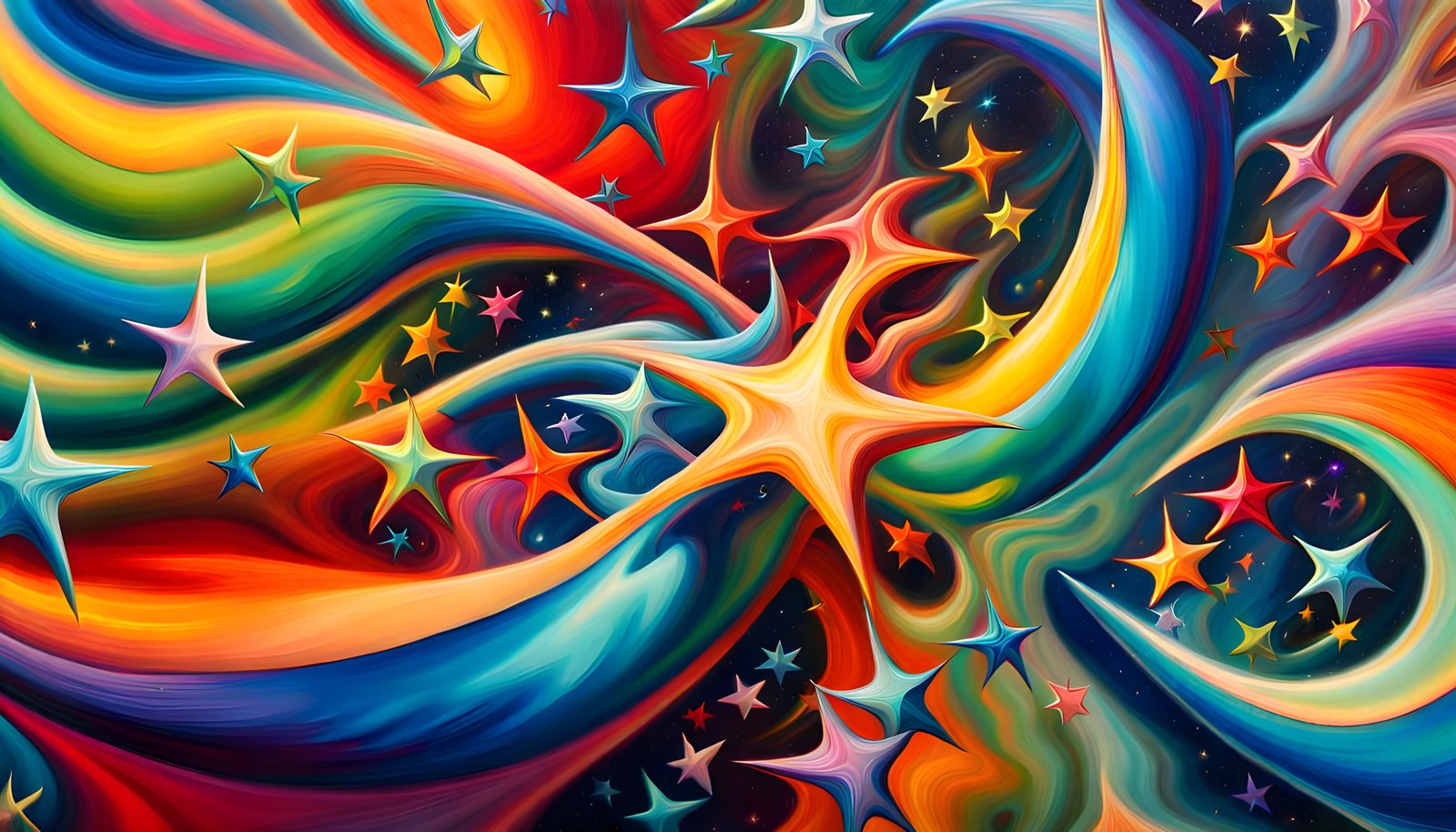 Iridescent Plasma Filament in Vivid Cosmic Oil Painting