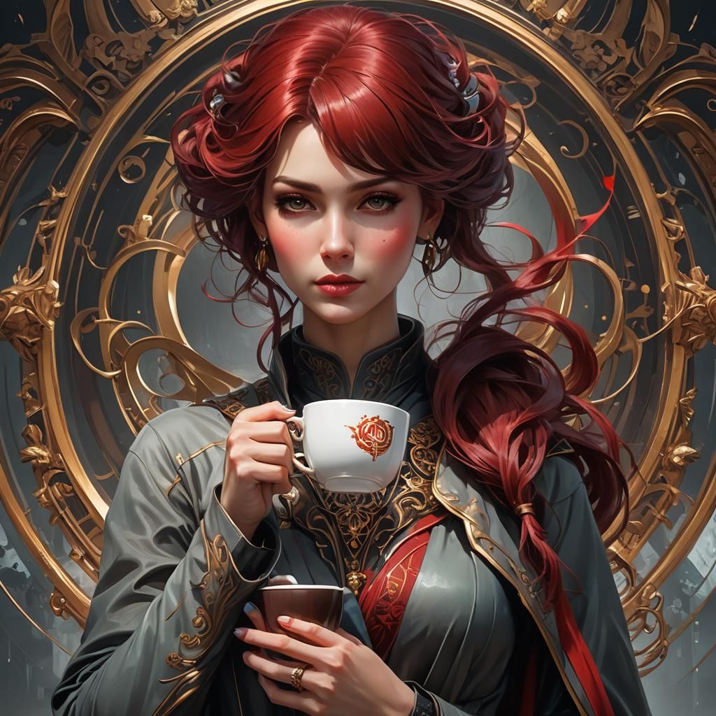 Couple with Coffee Logo: Hyperdetailed Concept Art