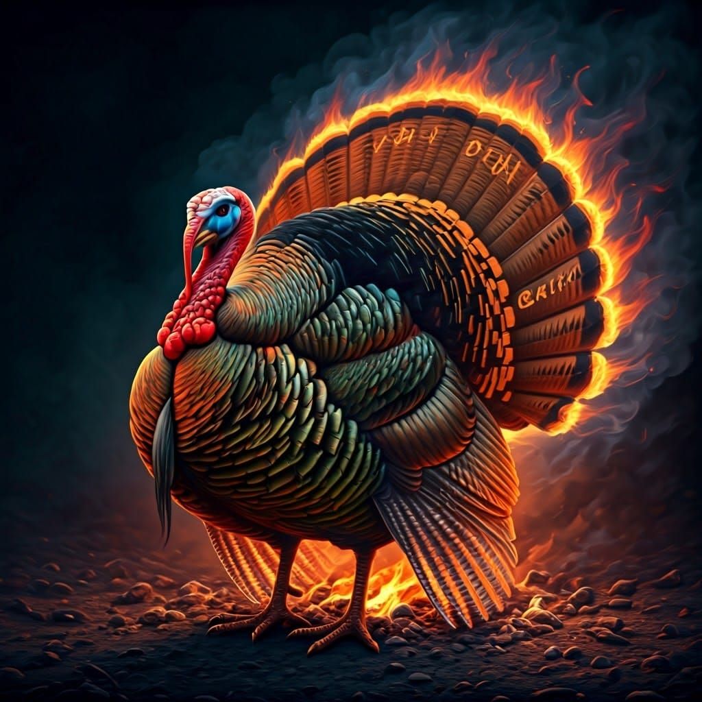 Fiery Embers Form Turkey Shape in Night Sky