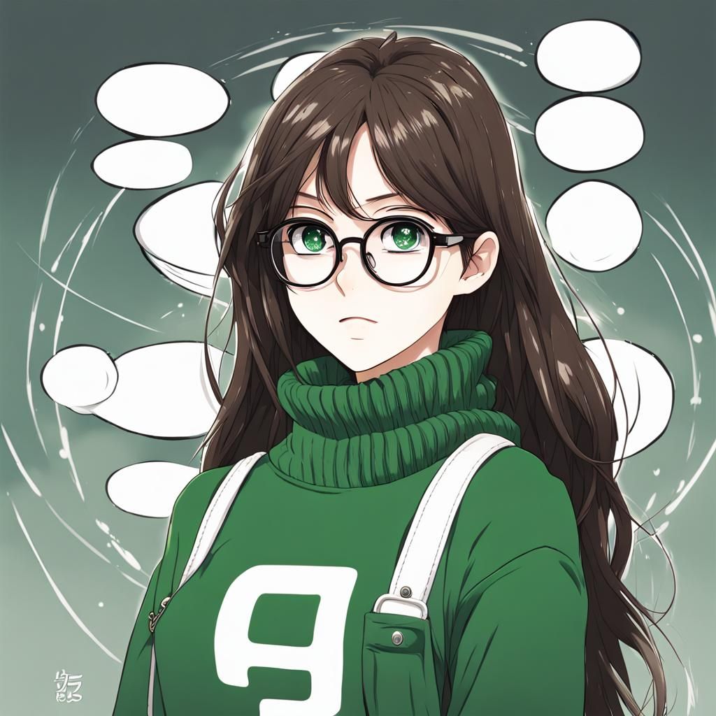 Manga Style Teenager with Glasses and Overalls