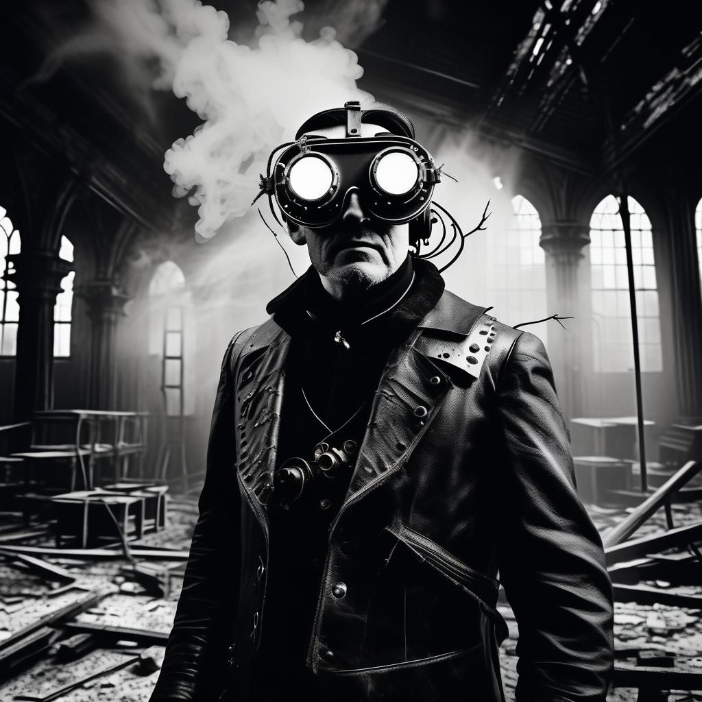 Steampunk VR Goggles in Black and White Photography