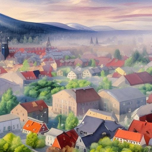 Scandinavian misty town