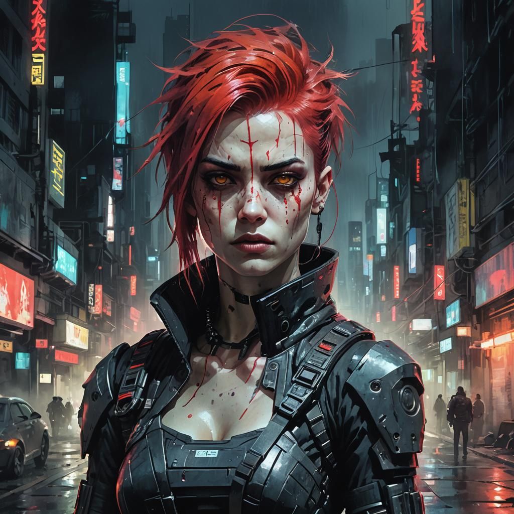 Cyborg Assassin in Cyberpunk Dystopia