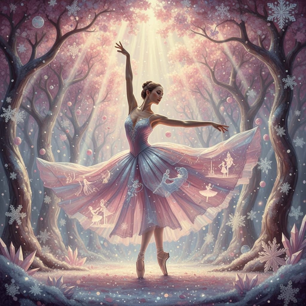 Ballerina in Sugar Plum Forest, Ethereal Ballet Scene