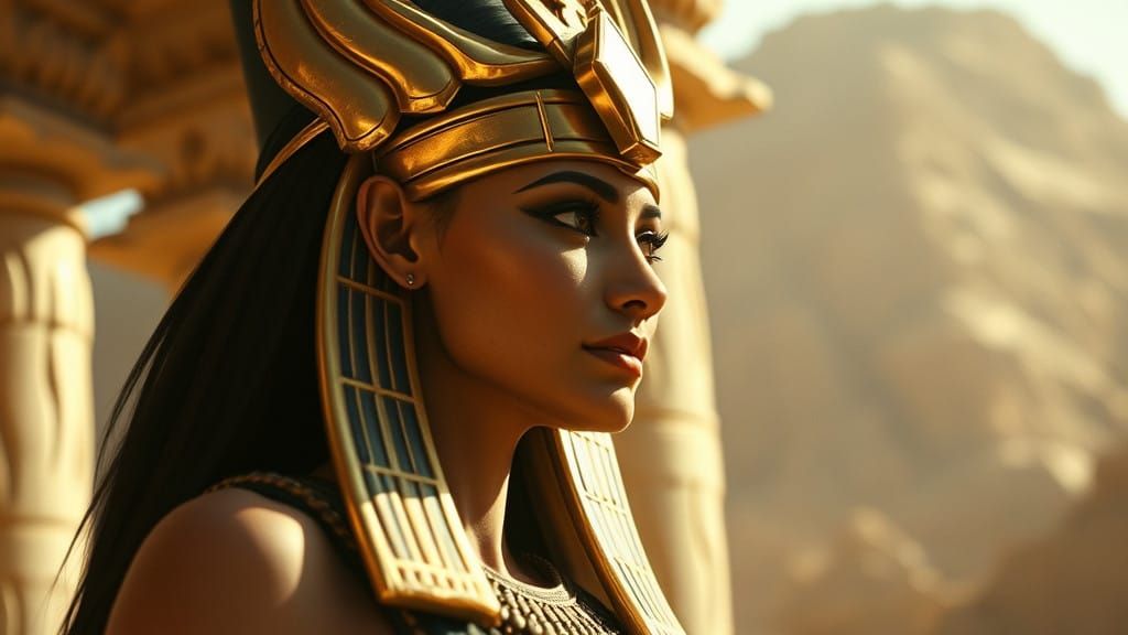 Egyptian Goddess of Love and Beauty in Cinematic Style