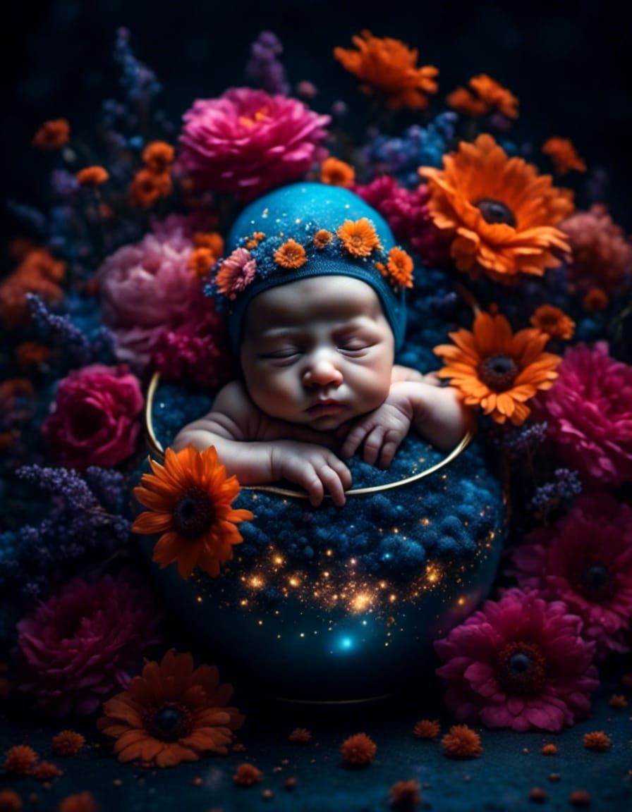 Baby in Flowerpot in Anne Geddes Style