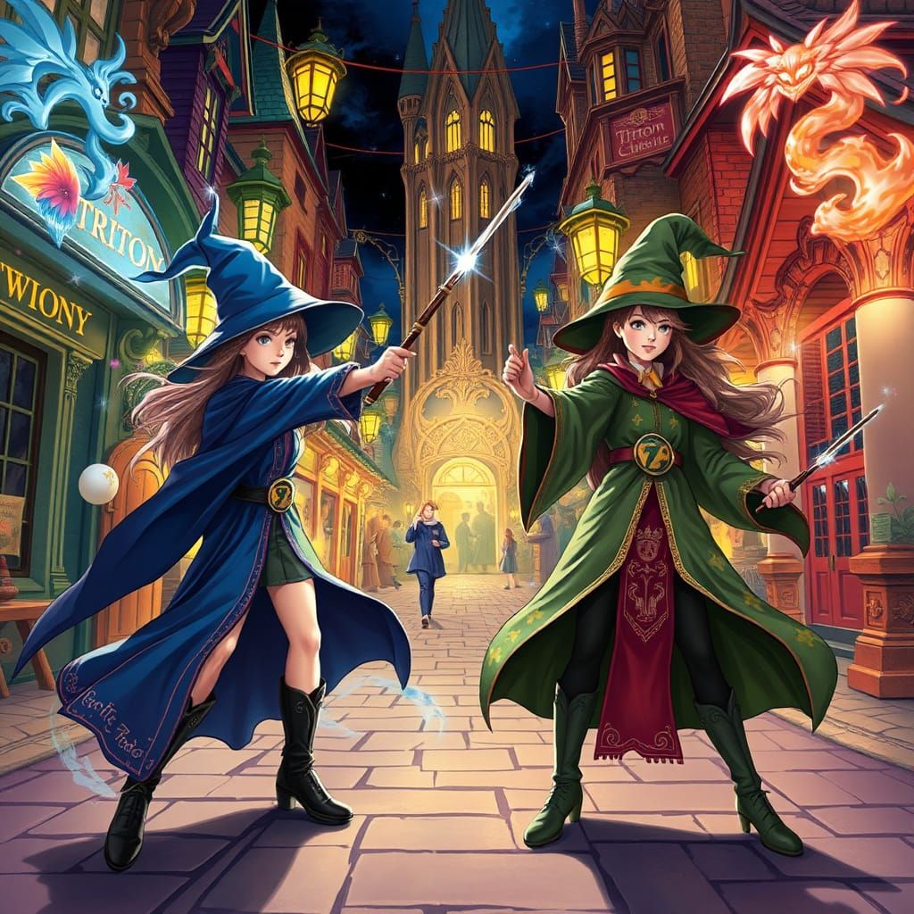 Wizard Girls Duel in Mystical Triton Avenue