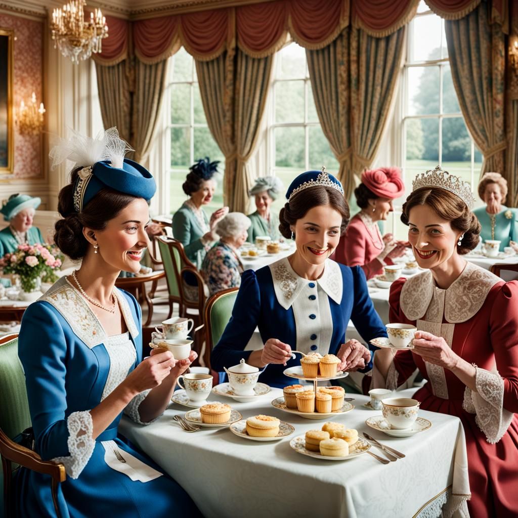 Sipping tea and eating crumpets in England