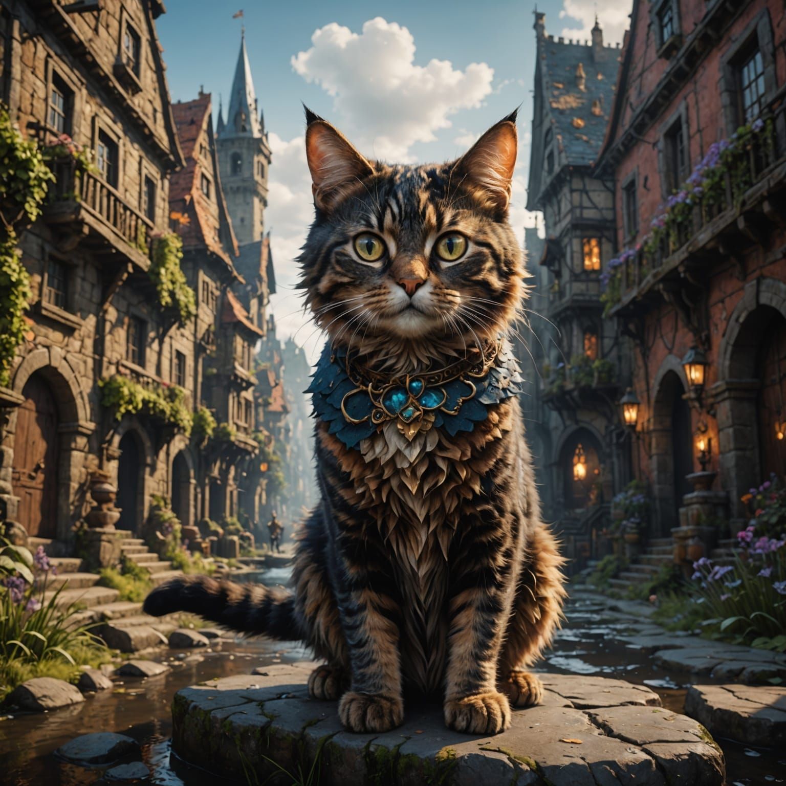Detailed Cat Matte Painting in Fantasy Concept Art Style