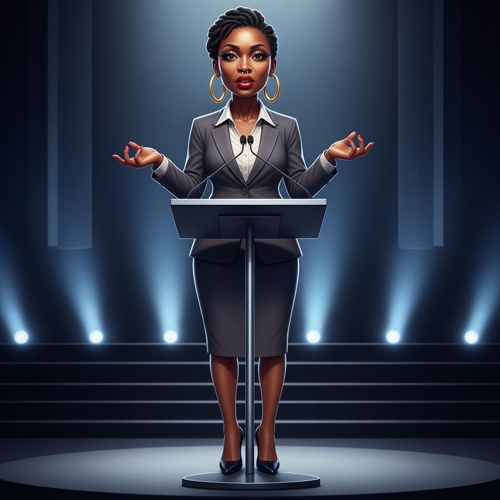 Nigerian Woman Addresses Audience in Hyper-Realistic Style